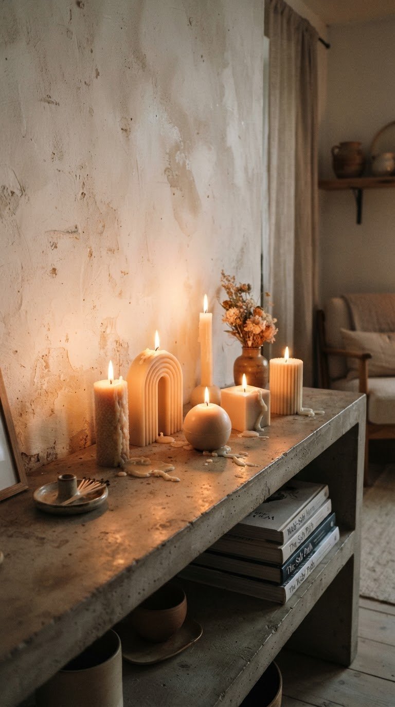 4. La Cascata di Candele Scultoree e Forme Geometriche