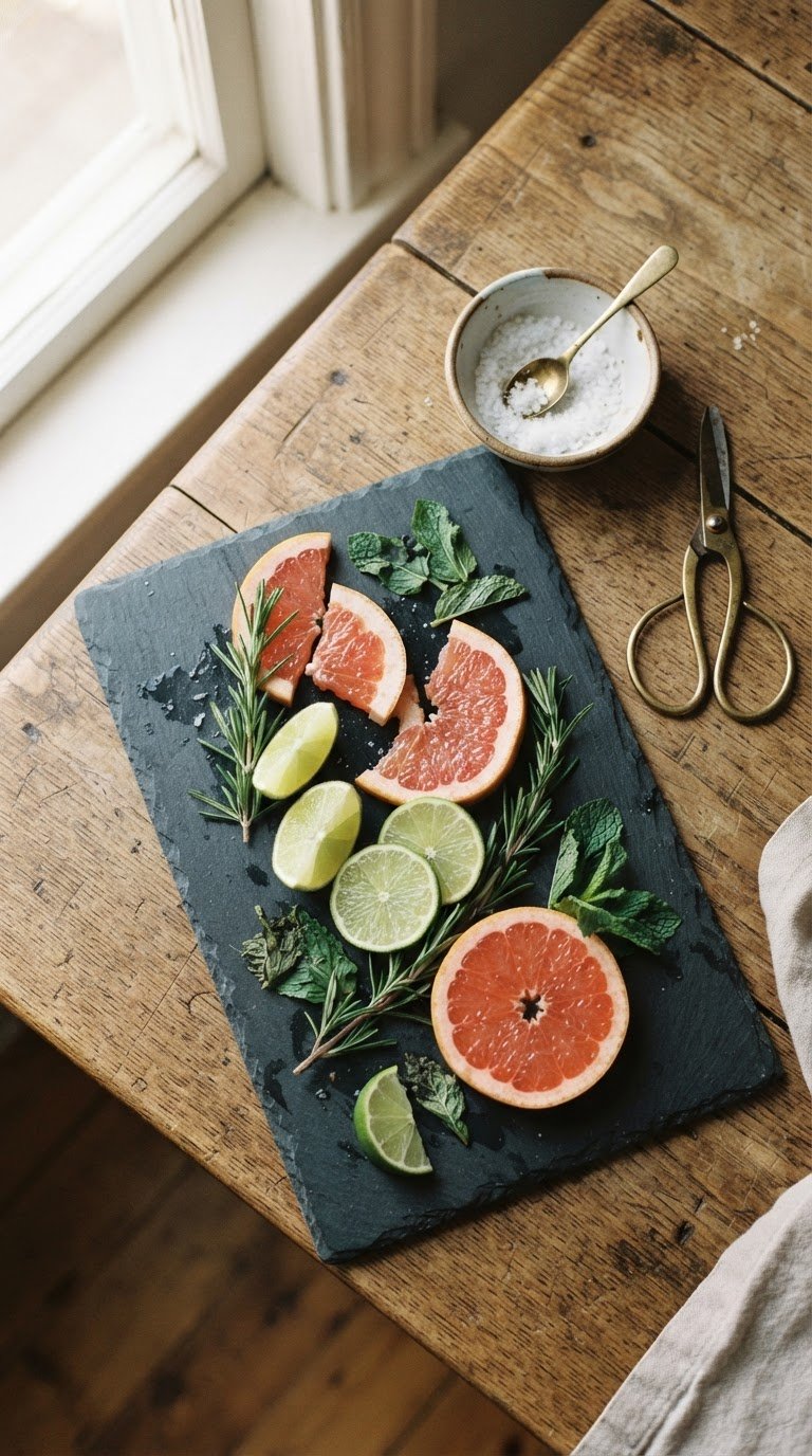 5. L'Angolo dei Profumi con Erbe Aromatiche e Agrumi Tagliati