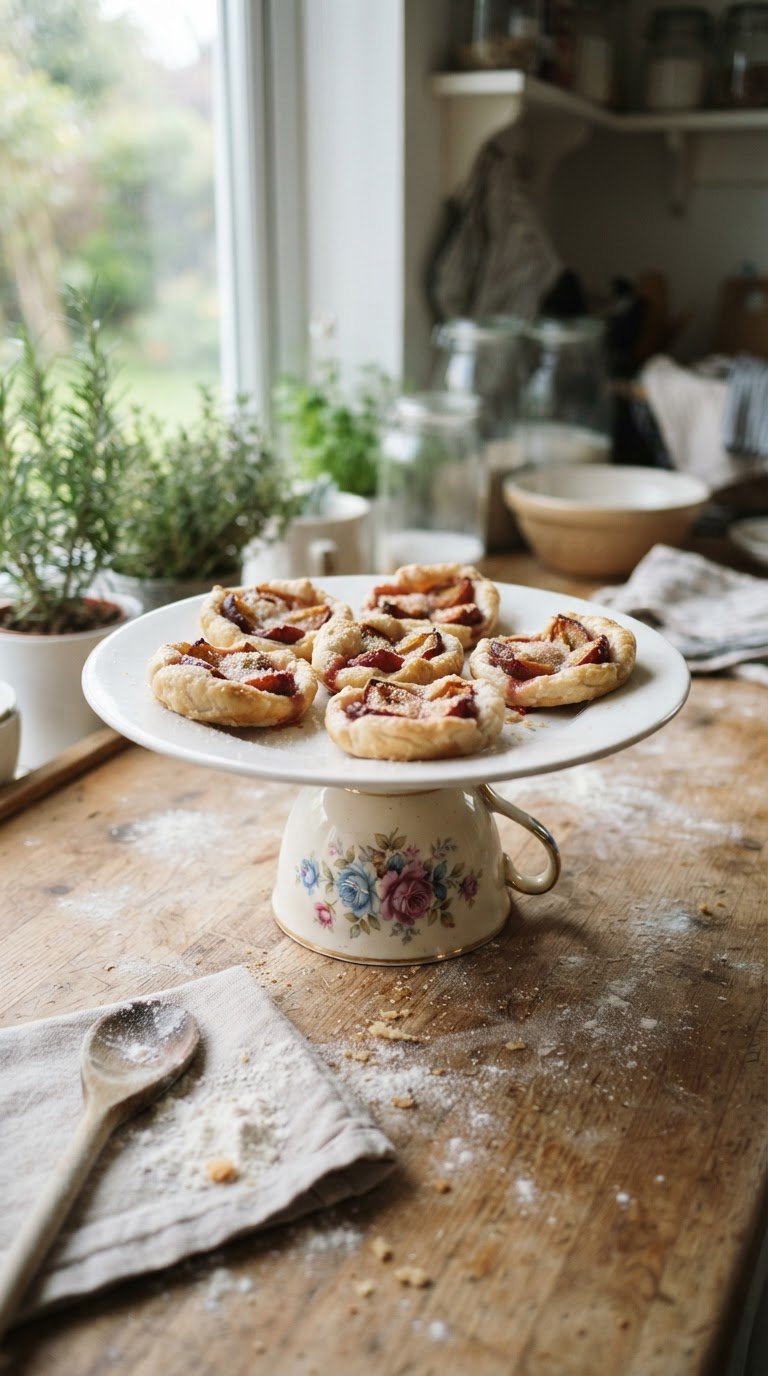 8. L'espositore di dolci rialzato su vecchie tazze da tè capovolte