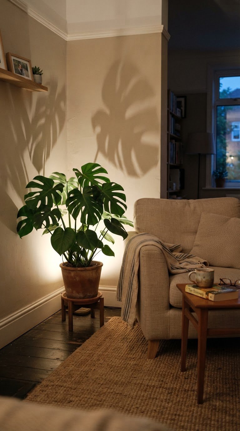 10. Angoli di luce diffusa creati proiettando ombre di piante d'appartamento