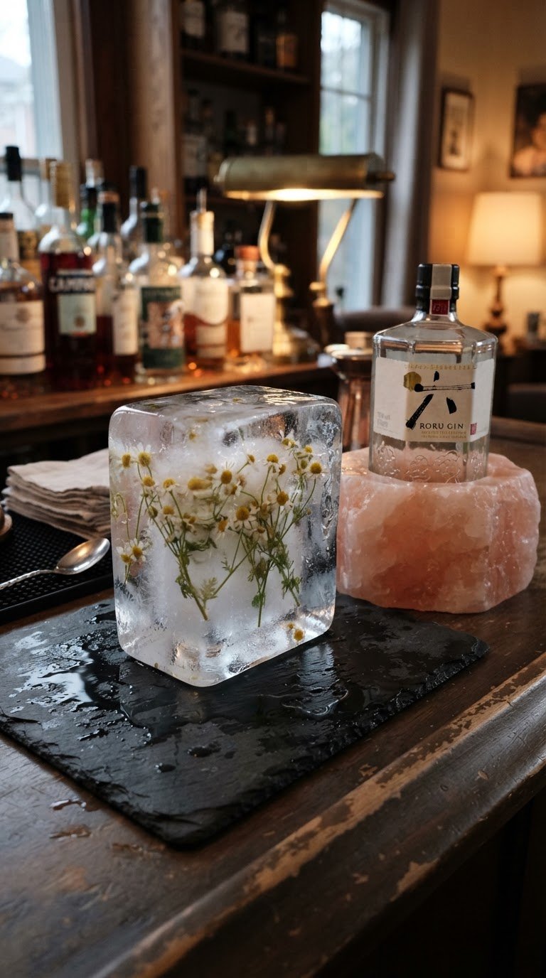 8. La Postazione Beverage con Ghiaccio Artistico e Sculture di Sale