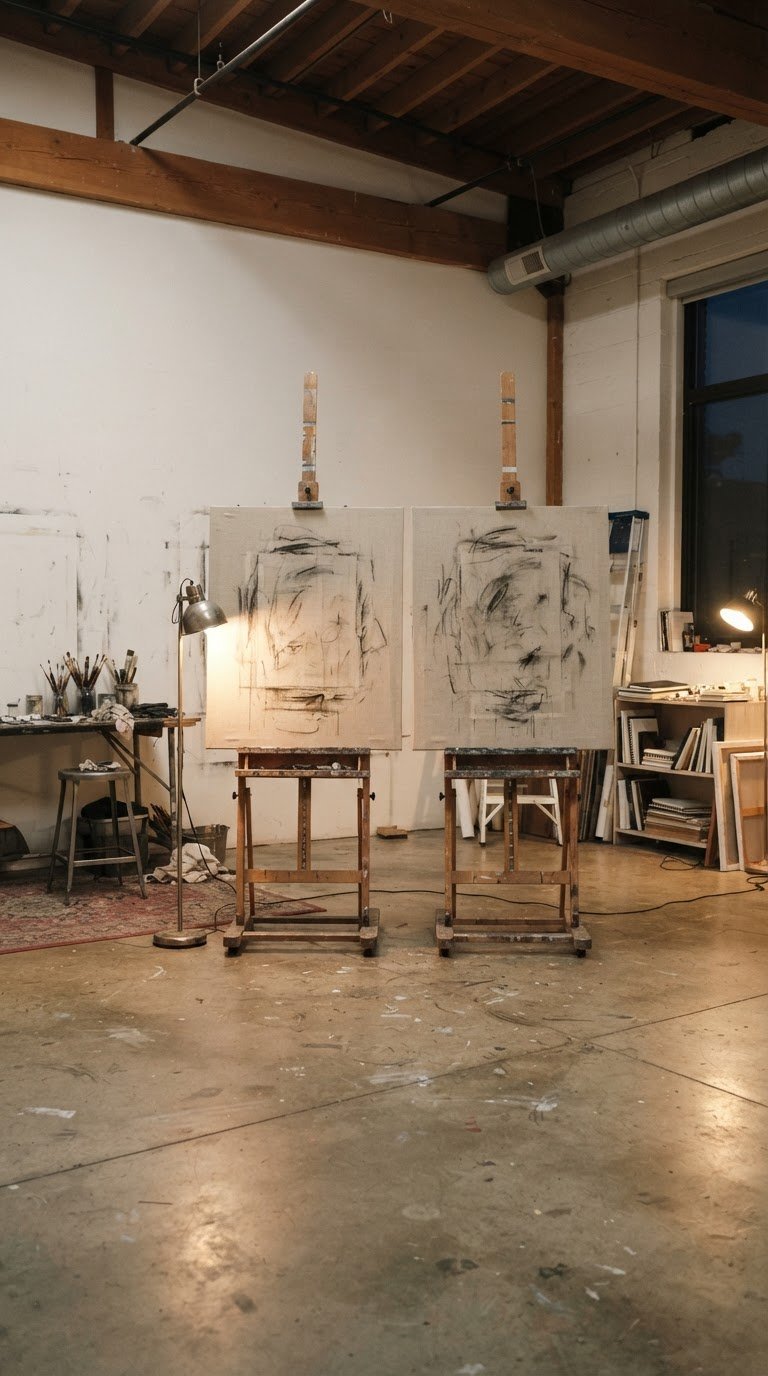 6. La Galleria di Tela Grezza e Carboncino su Cavalletti da Pittore