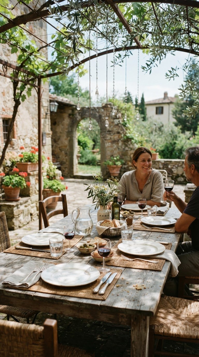 3. La Tavola Fluttuante con Sospensioni di Rami d'Ulivo e Cristalli Sfaccettati