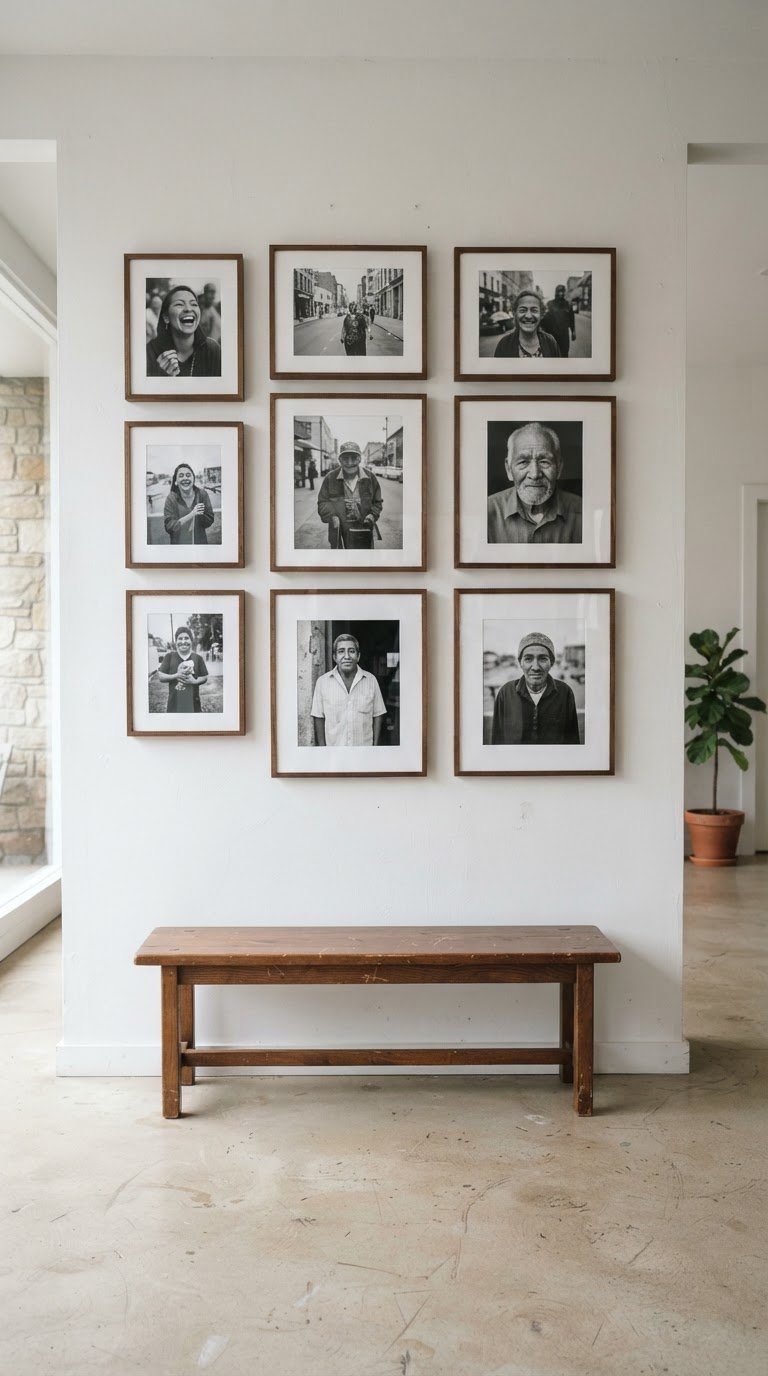 6. La Parete dei Ricordi con Stampe Fine Art in Bianco e Nero su Carta Cotone