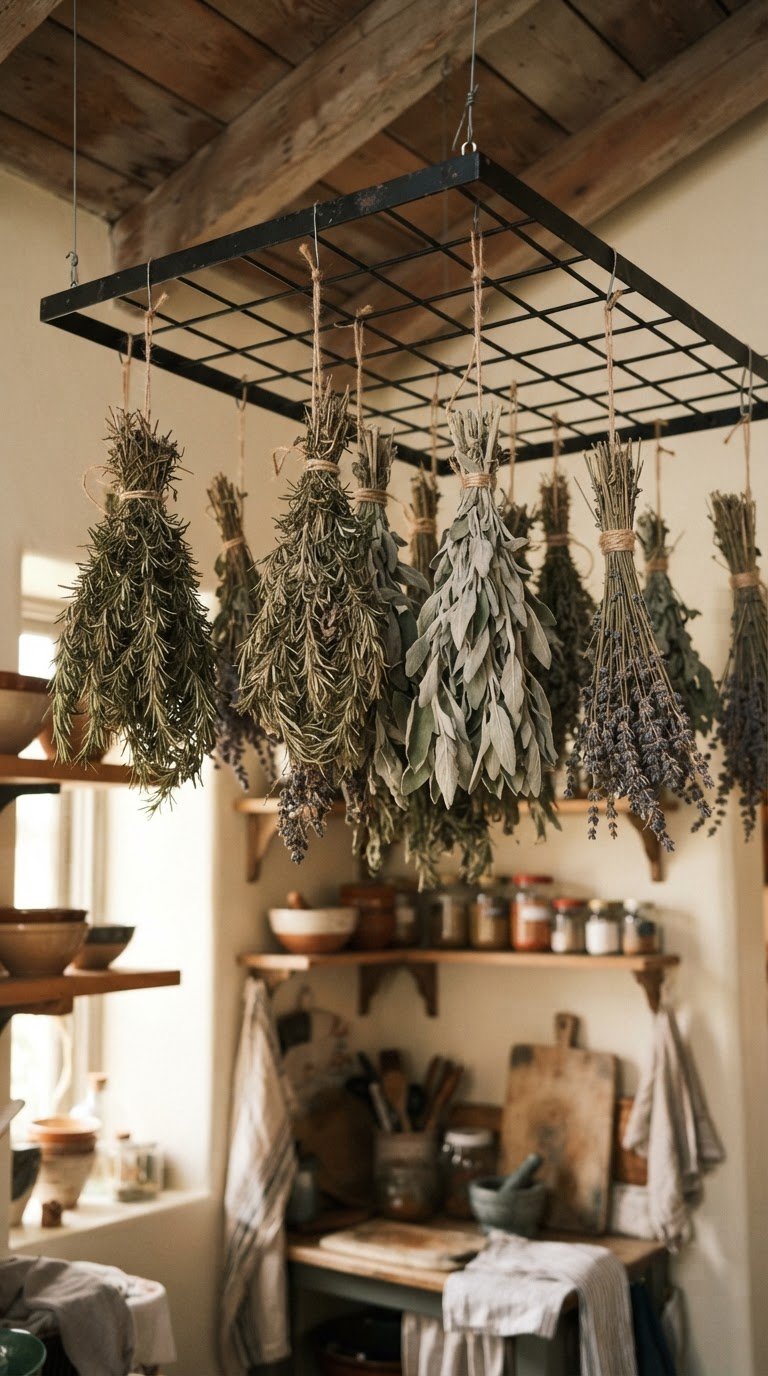 6. La galleria aerea di erbe aromatiche essiccate a testa in giù