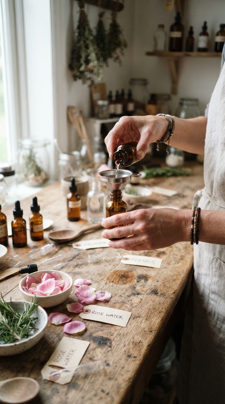 La stazione di infusione botanica con idrolati di fiori freschi fai-da-te