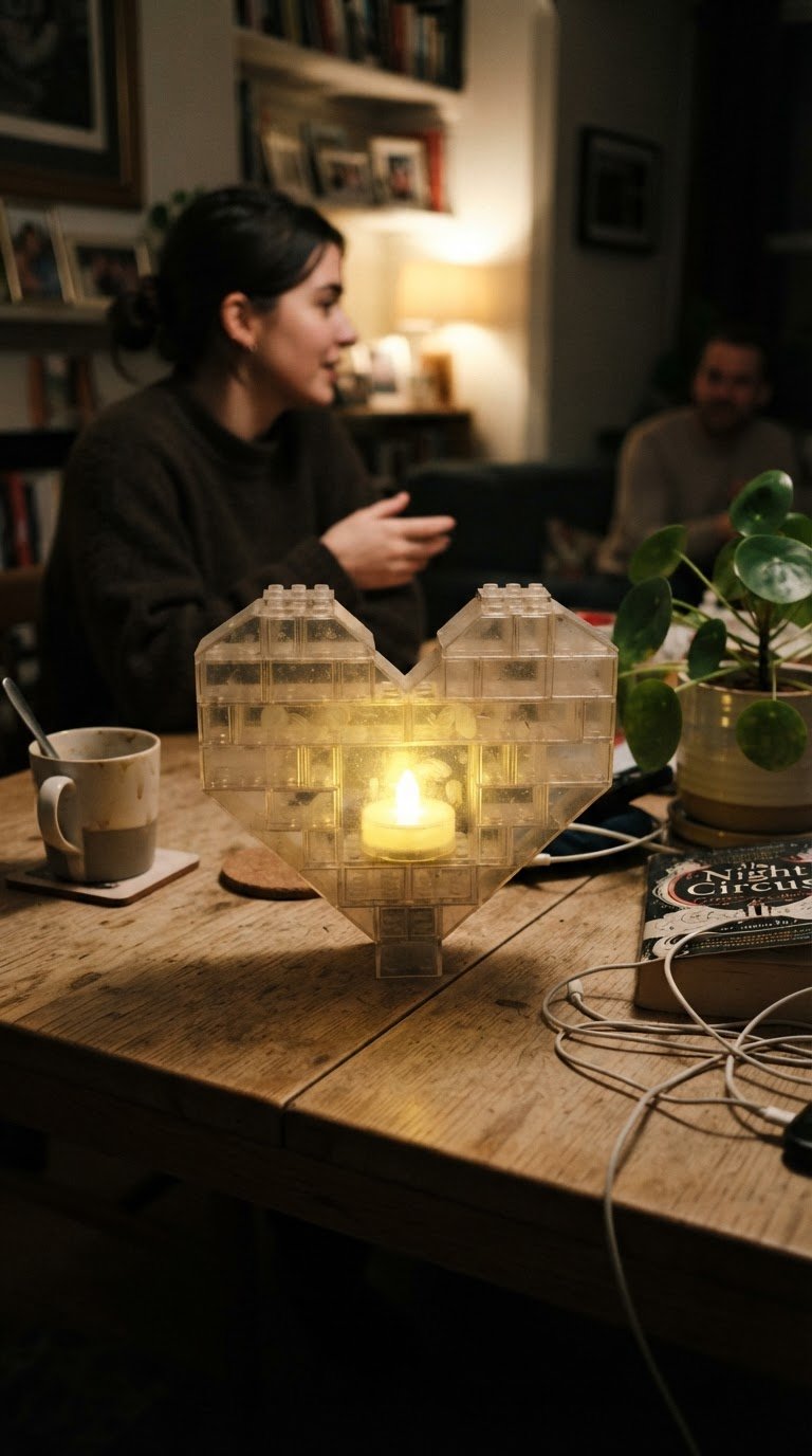 Le sculture pixelate in mattoncini trasparenti illuminate da micro-LED interni