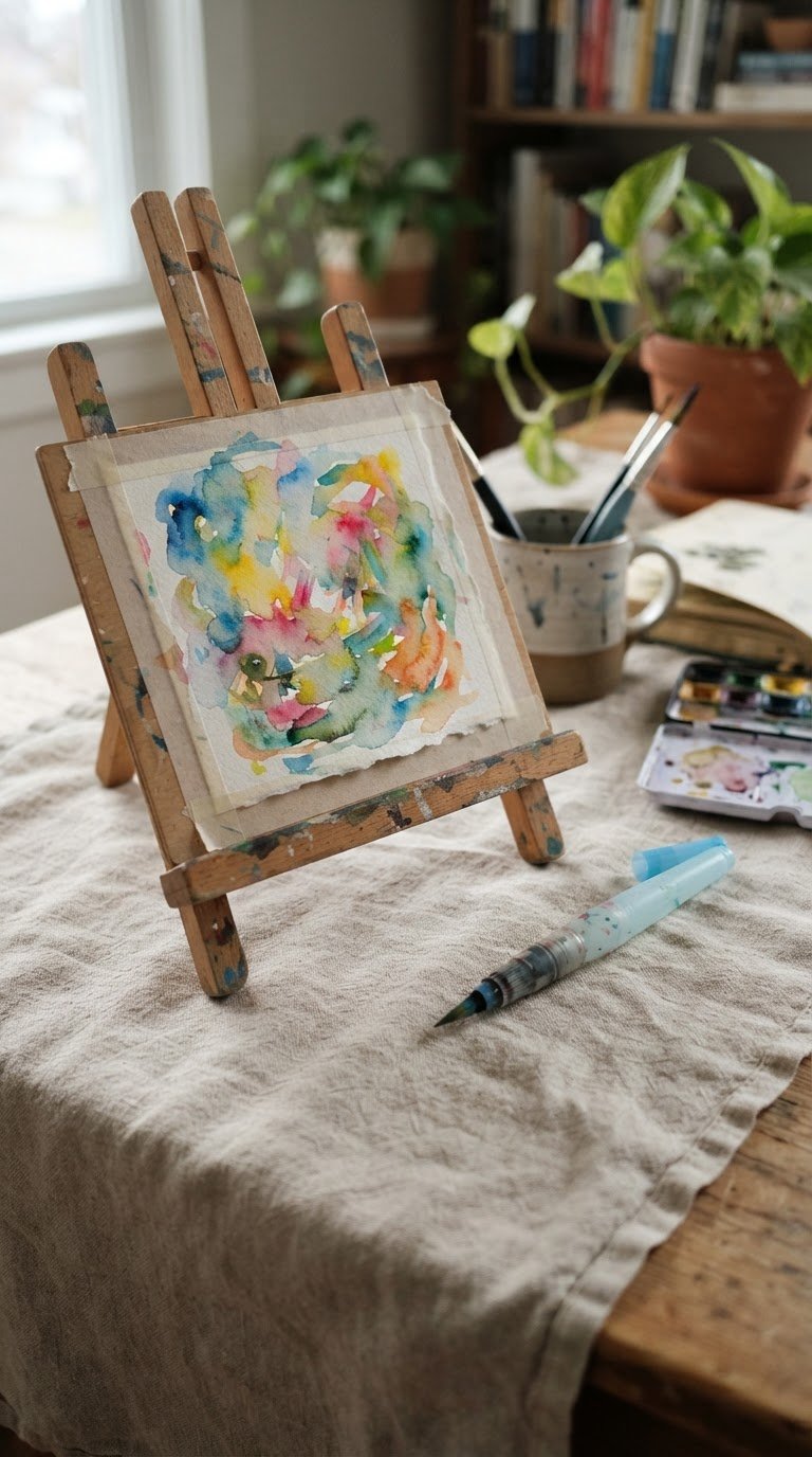 I mini-cavalletti da pittura con acquerelli tascabili per il ritratto collettivo