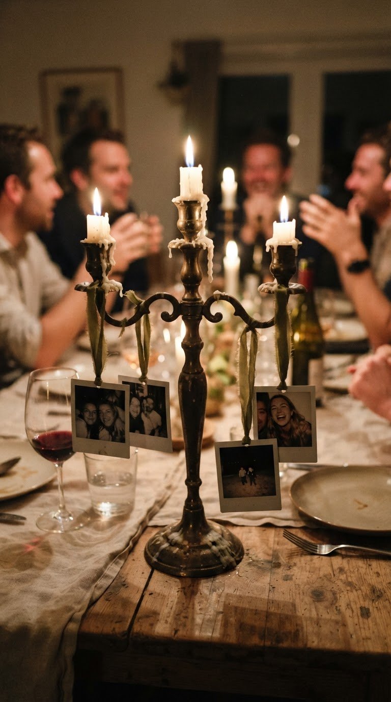Il candelabro ramificato con ritratti sospesi su nastro di seta
