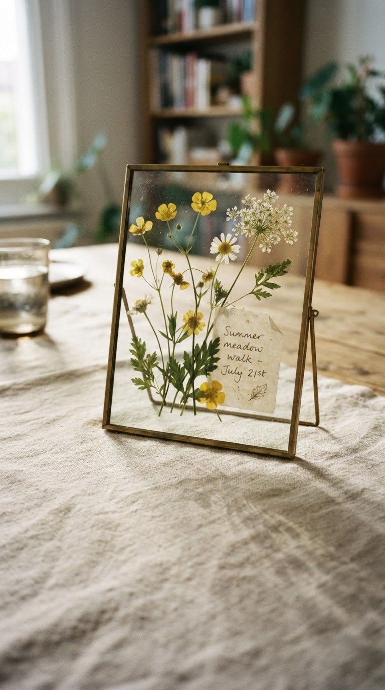 I telai di vetro bifacciali con fiori pressati e poesie